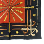 Hermes Carre 90 Cannes & pommeaux Cane Pattern Silk Black Scarf — view 5