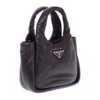 Prada Padded Mini Handbag Leather Black Silver — view 3