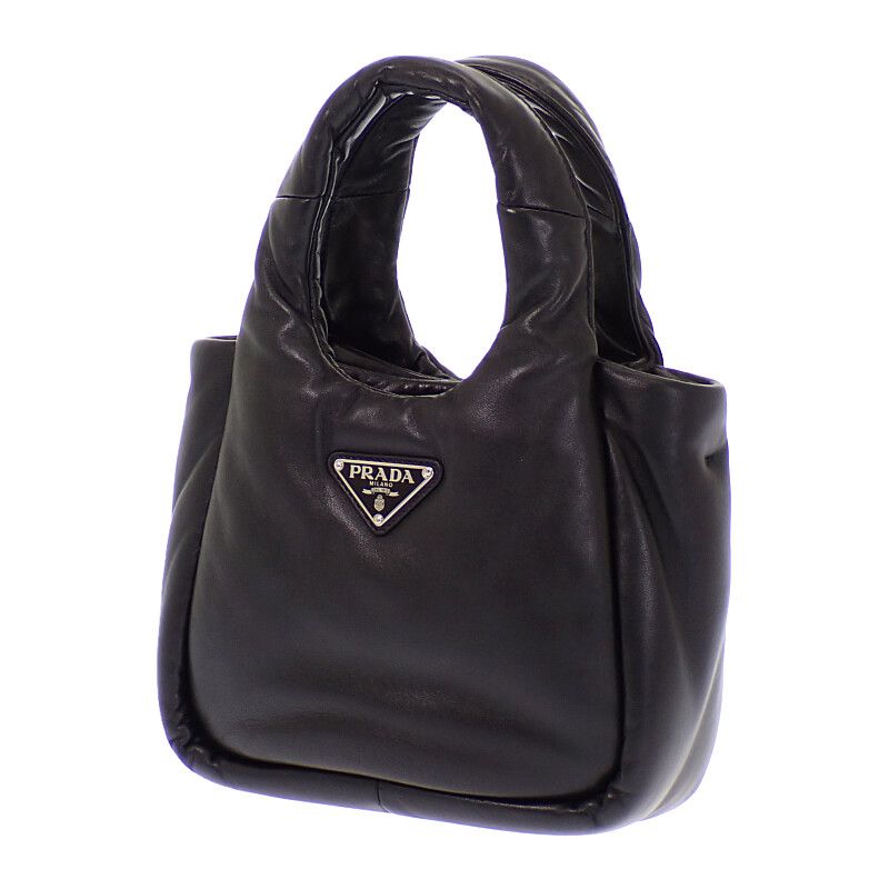 Prada Padded Mini Handbag Leather Black Silver — view 2