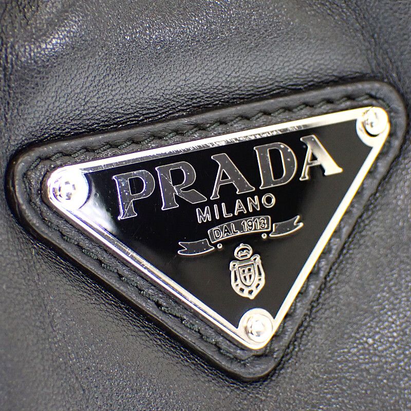 Prada Padded Mini Handbag Leather Black Silver — view 8