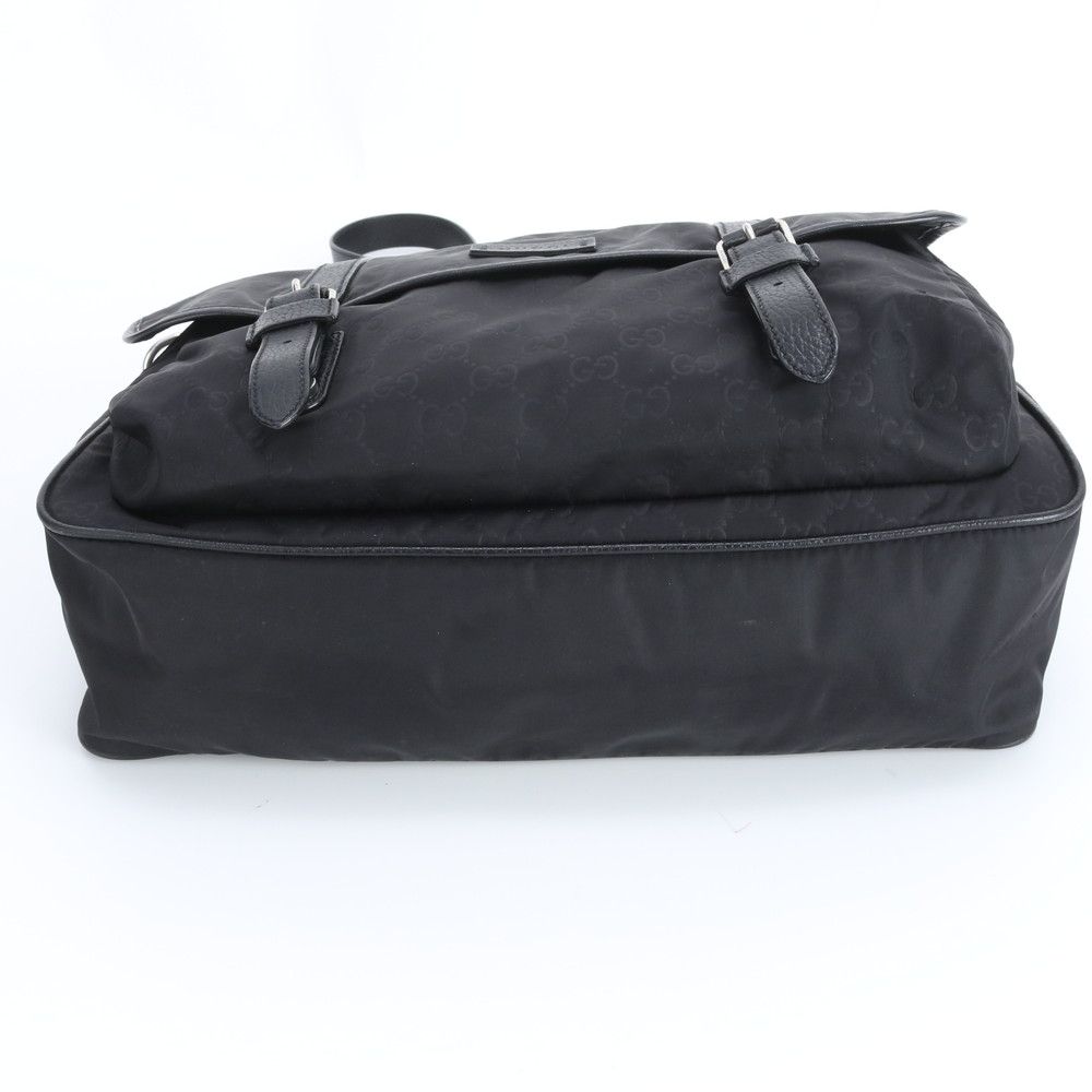 Gucci GG Nylon Leather Shoulder Bag Crossbody Messenger Black — view 6