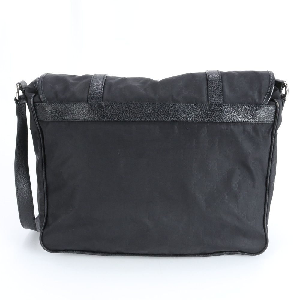 Gucci GG Nylon Leather Shoulder Bag Crossbody Messenger Black — view 2