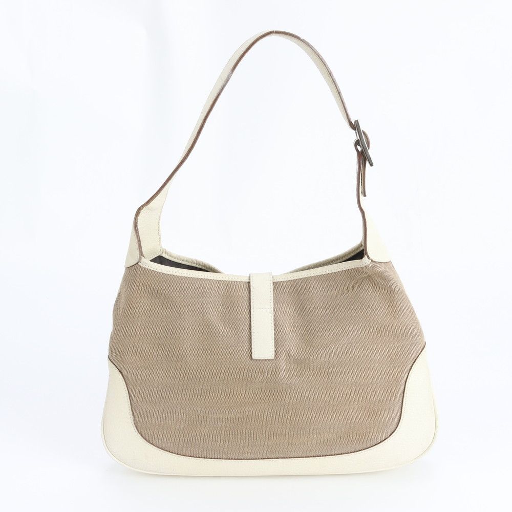 Gucci Jackie 001 Leather Canvas Shoulder Bag Tote — view 3