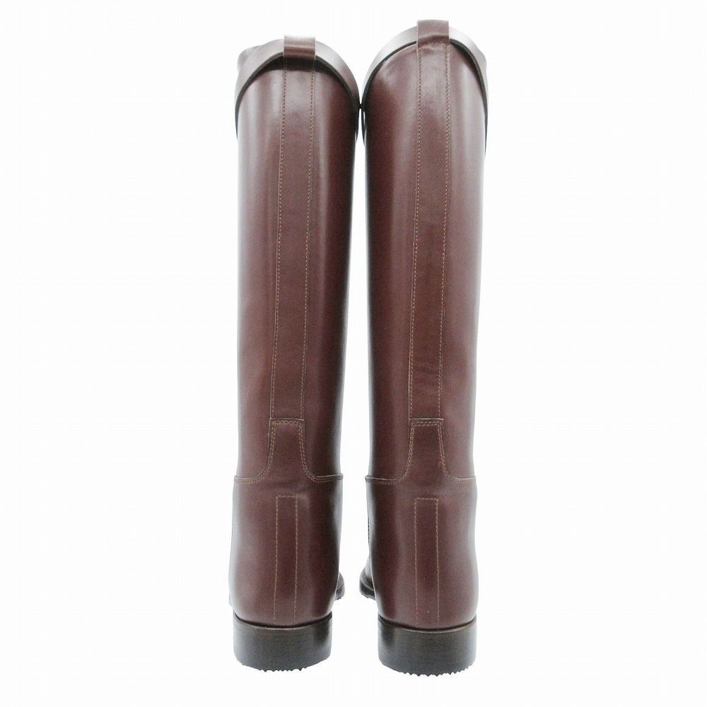 Hermes Kelly Long Boots Shoes Silver Mocha Botte L Veau Velour Moka — view 4