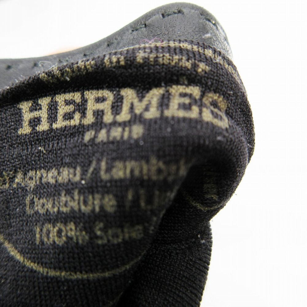 Hermes Leather Gloves Kelly Cadena 7 Black Gold — view 5