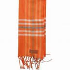 Hermes Cashmere Checkered Scarf 32 Orange — view 2