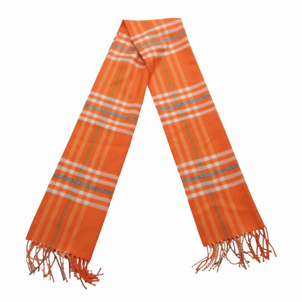 Hermes Cashmere Checkered Scarf 32 Orange — view 5