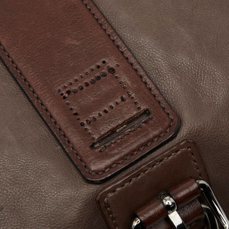 Prada Logo Crossbody Shoulder Bag Brown Leather — view 8