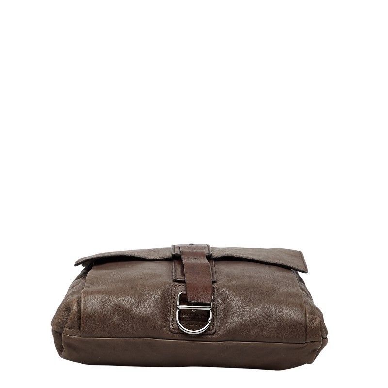 Prada Logo Crossbody Shoulder Bag Brown Leather — view 3