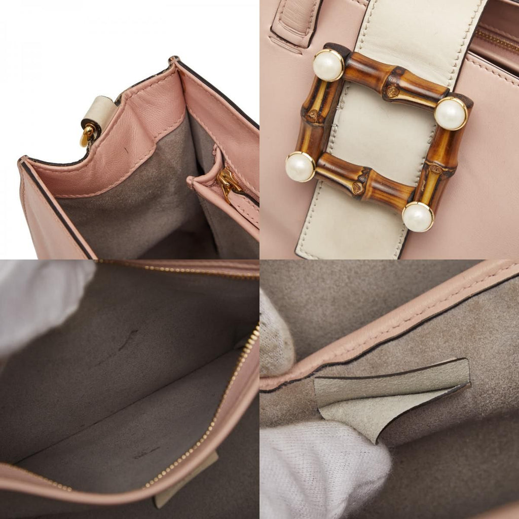 Gucci Bamboo Pearl 2-Way Shoulder Bag Pink Ivory Leather — view 9