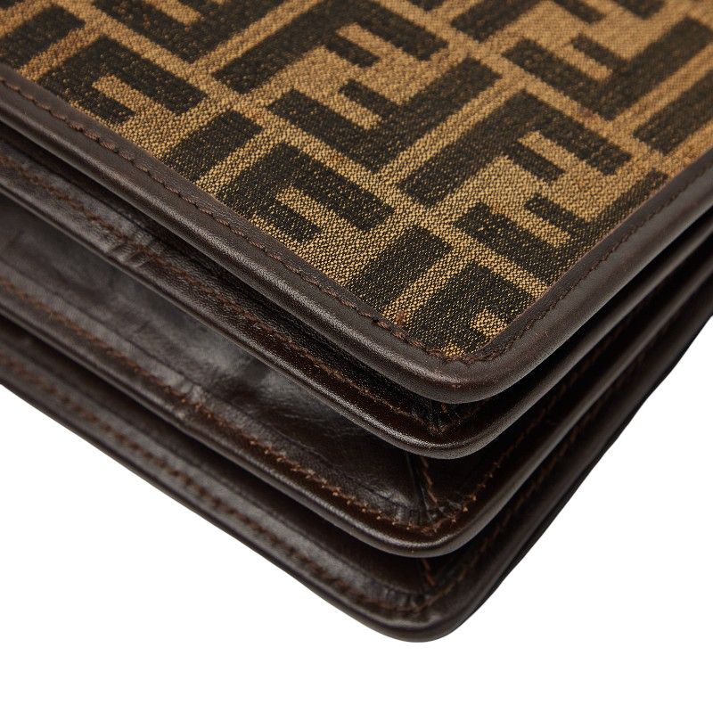 Fendi Zucca Brown Canvas Leather Shoulder Bag — view 4