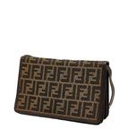 Fendi Zucca Brown Canvas Leather Shoulder Bag — view 2
