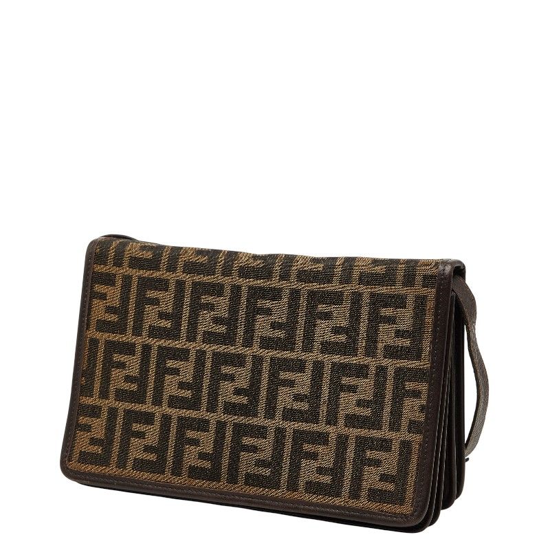 Fendi Zucca Brown Canvas Leather Shoulder Bag — view 2