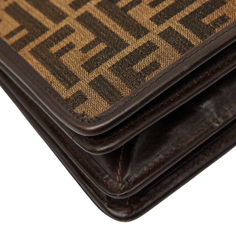 Fendi Zucca Brown Canvas Leather Shoulder Bag — view 5