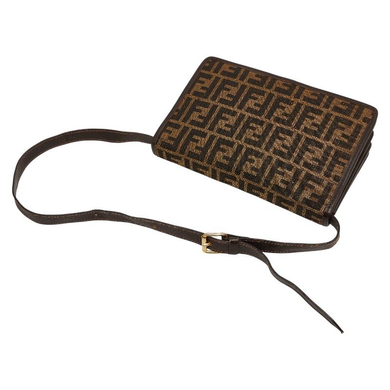 Fendi Zucca Brown Canvas Leather Shoulder Bag — view 8