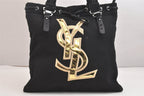 Saint Laurent Shoulder Tote Bag Canvas Leather Black — view 2