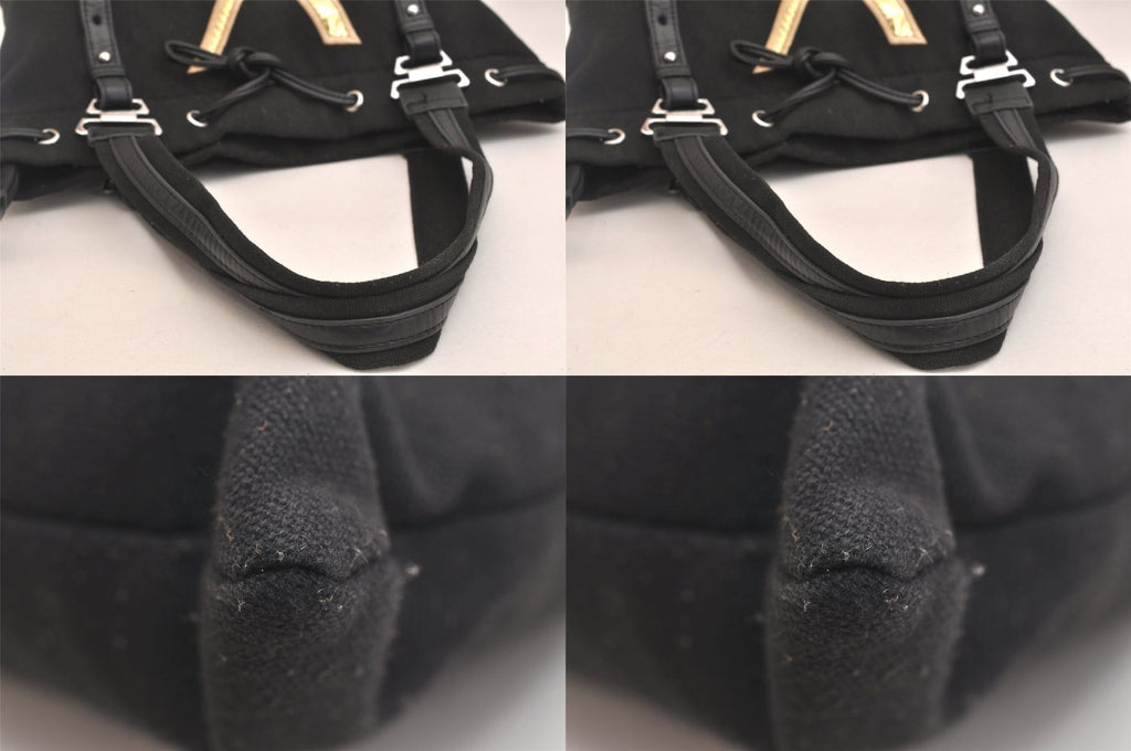 Saint Laurent Shoulder Tote Bag Canvas Leather Black — view 7