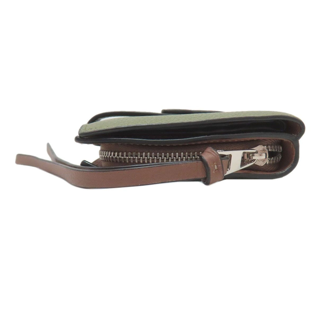 Loewe Vertical Bifold Wallet Leather Green X Brown — view 3