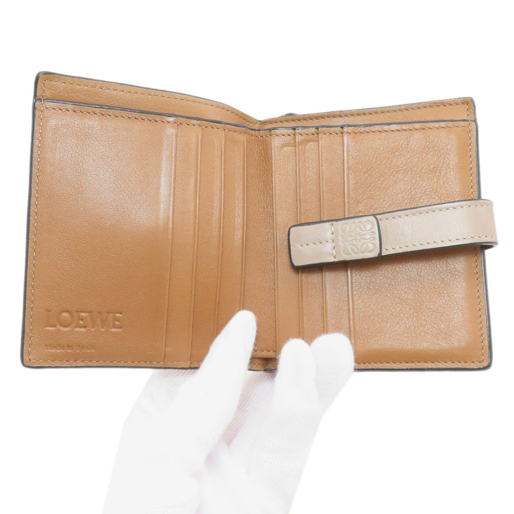 Loewe Vertical Bifold Wallet Leather Green X Brown — view 4
