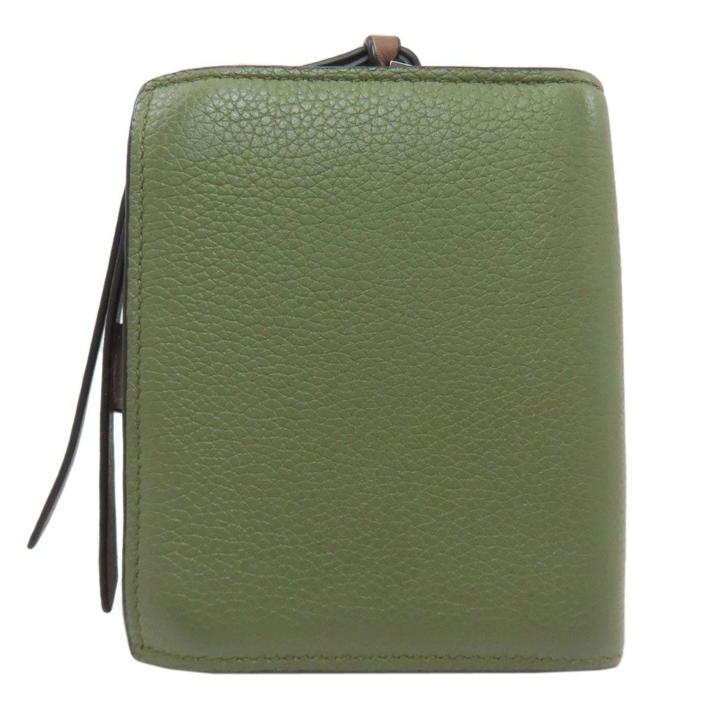 Loewe Vertical Bifold Wallet Leather Green X Brown — view 2