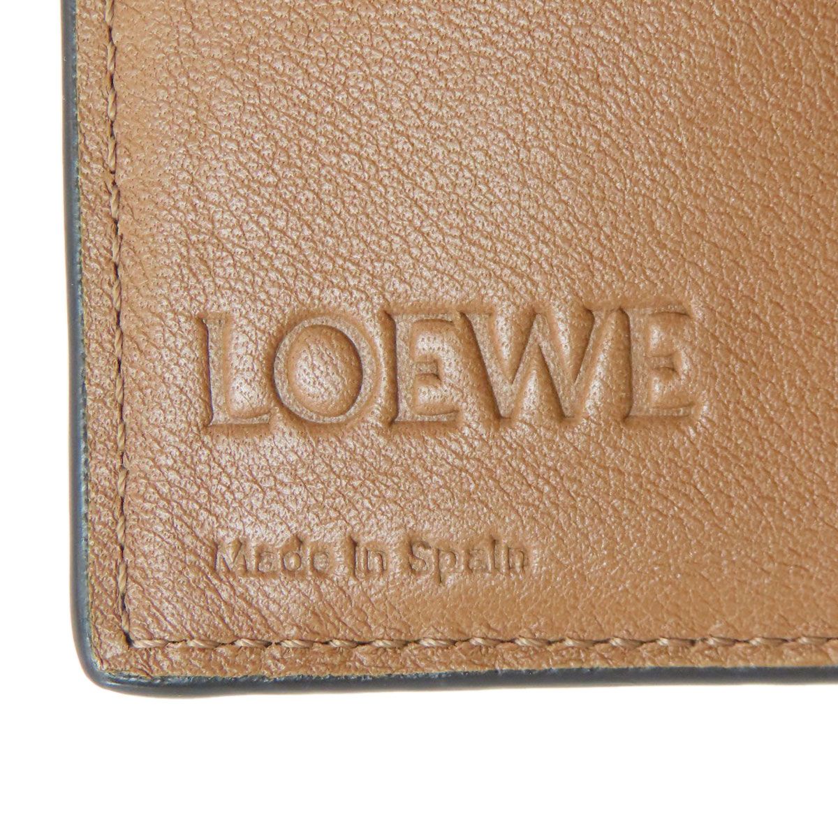 Loewe Vertical Bifold Wallet Leather Green X Brown — view 7