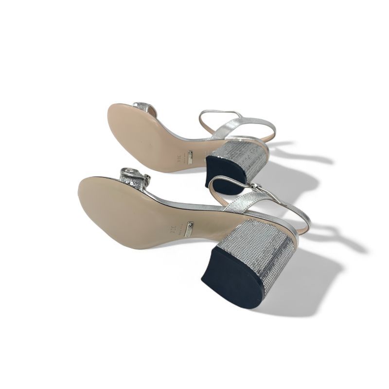 Gucci Sandals Shoes Leather Silver GG Marmont Sequin Strap — view 6