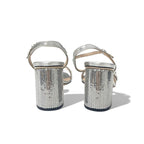Gucci Sandals Shoes Leather Silver GG Marmont Sequin Strap — view 5