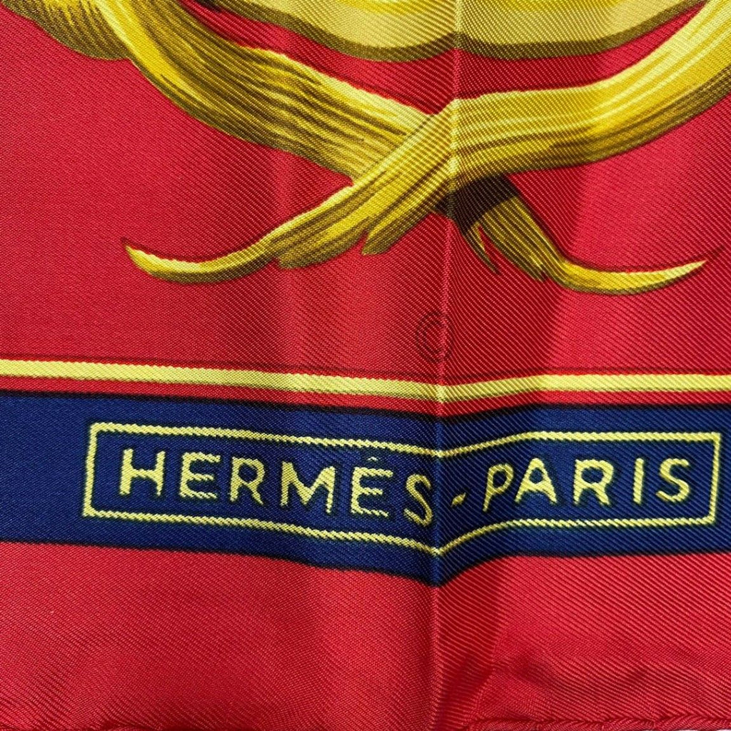 Hermes Scarf Carre 90 Silk Couronnes Crown Red — view 6