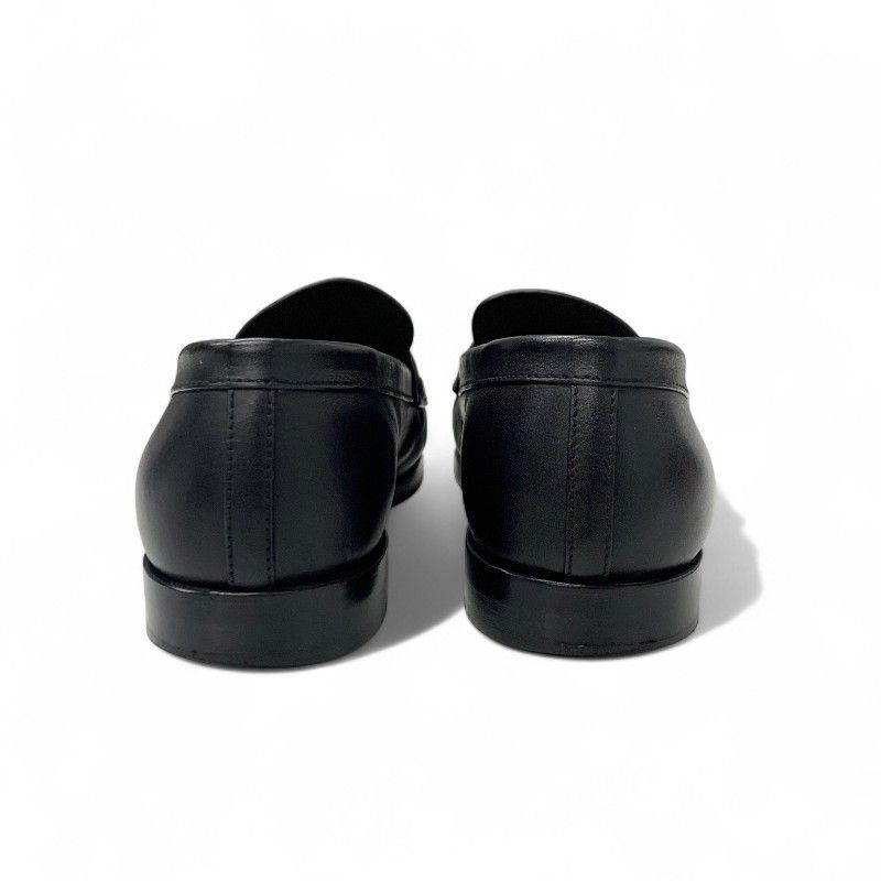Chanel Loafers Shoes Leather Black Gold CC Logo Clover Coin Motif Flat — view 5