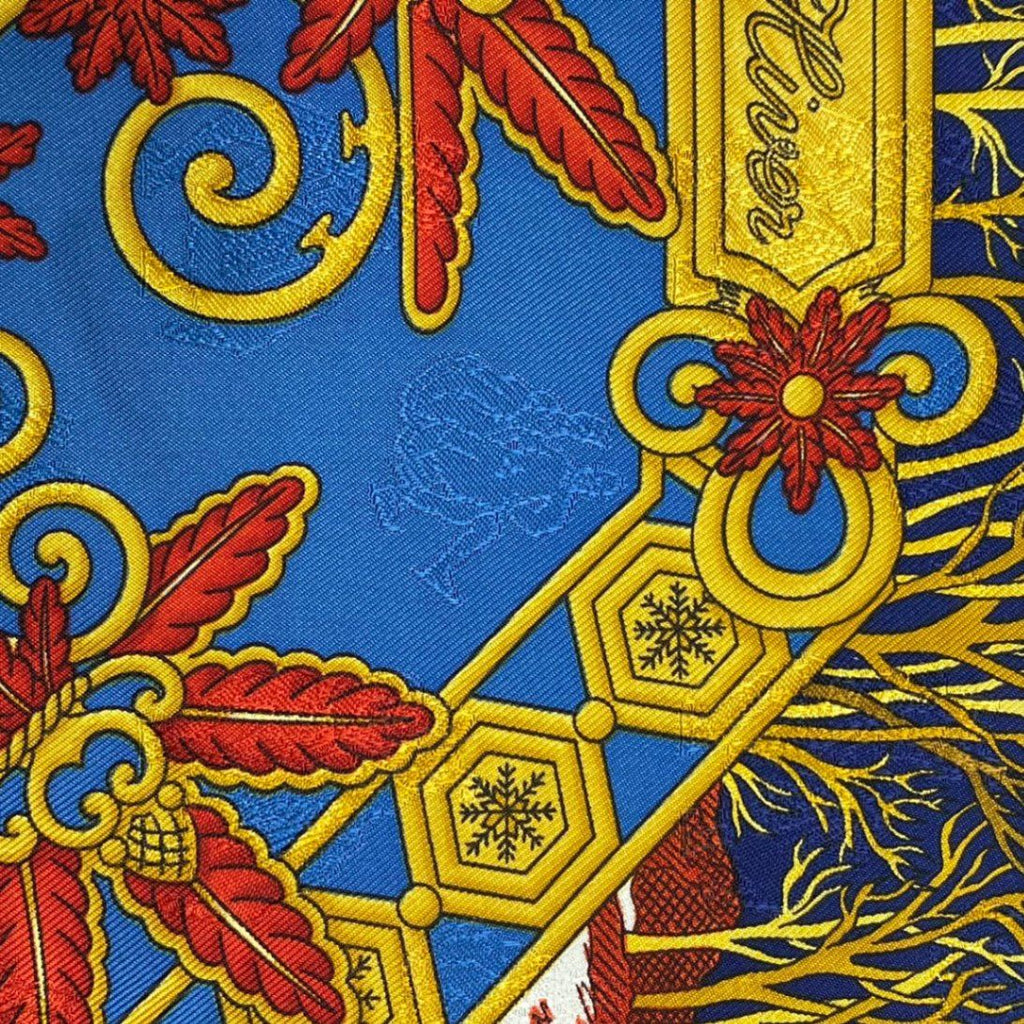 Hermes Scarf Carre 90 Silk Joies D'hiver Winter Fun Navy — view 9