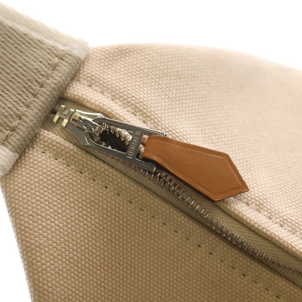 Hermes Brid-a-brac GM Silver Logo Button Canvas Handbag Pouch — view 6