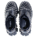 Prada Monolith Brushed Leather Studded Loafers Black — view 4