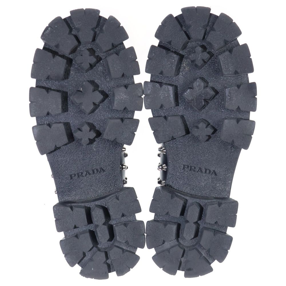 Prada Monolith Brushed Leather Studded Loafers Black — view 5