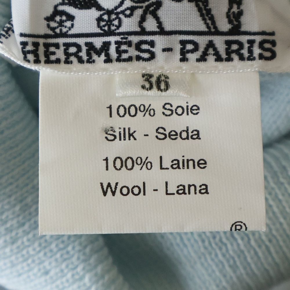 Hermes Twill Lane Plumes Turtleneck Light Blue 36 Flat — view 8