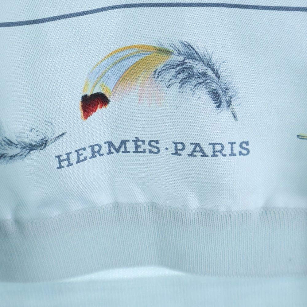 Hermes Twill Lane Plumes Turtleneck Light Blue 36 Flat — view 6