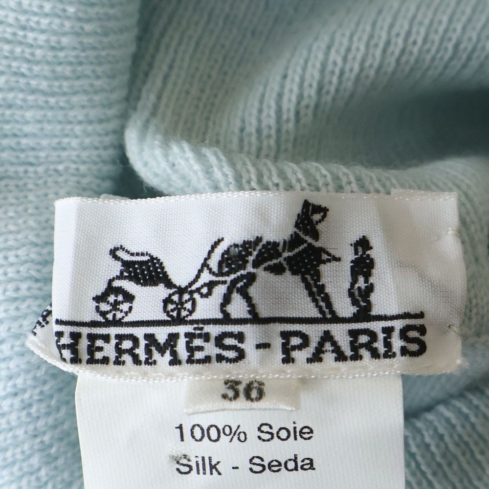 Hermes Twill Lane Plumes Turtleneck Light Blue 36 Flat — view 7