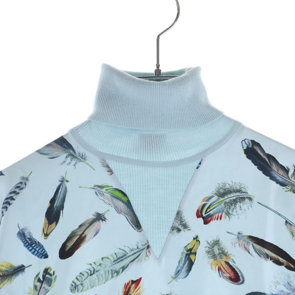 Hermes Twill Lane Plumes Turtleneck Light Blue 36 Flat — view 3