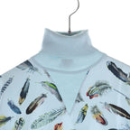 Hermes Twill Lane Plumes Turtleneck Light Blue 36 Flat — view 3