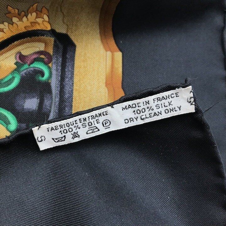 Hermes Carre 90 Azulejos Silk Large Scarf Shawl Black Yellow — view 8