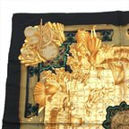 Hermes Carre 90 Azulejos Silk Large Scarf Shawl Black Yellow — view 3