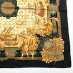 Hermes Carre 90 Azulejos Silk Large Scarf Shawl Black Yellow — view 6