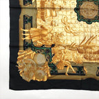 Hermes Carre 90 Azulejos Silk Large Scarf Shawl Black Yellow — view 5
