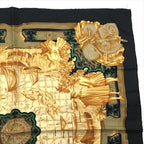 Hermes Carre 90 Azulejos Silk Large Scarf Shawl Black Yellow — view 4