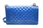 Chanel Boy Chain Shoulder Bag Patent Leather CC Logo Silver — view 2