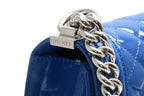 Chanel Boy Chain Shoulder Bag Patent Leather CC Logo Silver — view 4