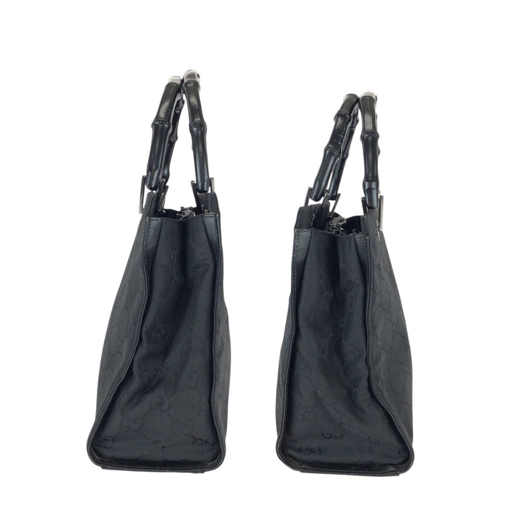 Gucci Bamboo GG Pattern Black Silver Nylon Tote — view 7
