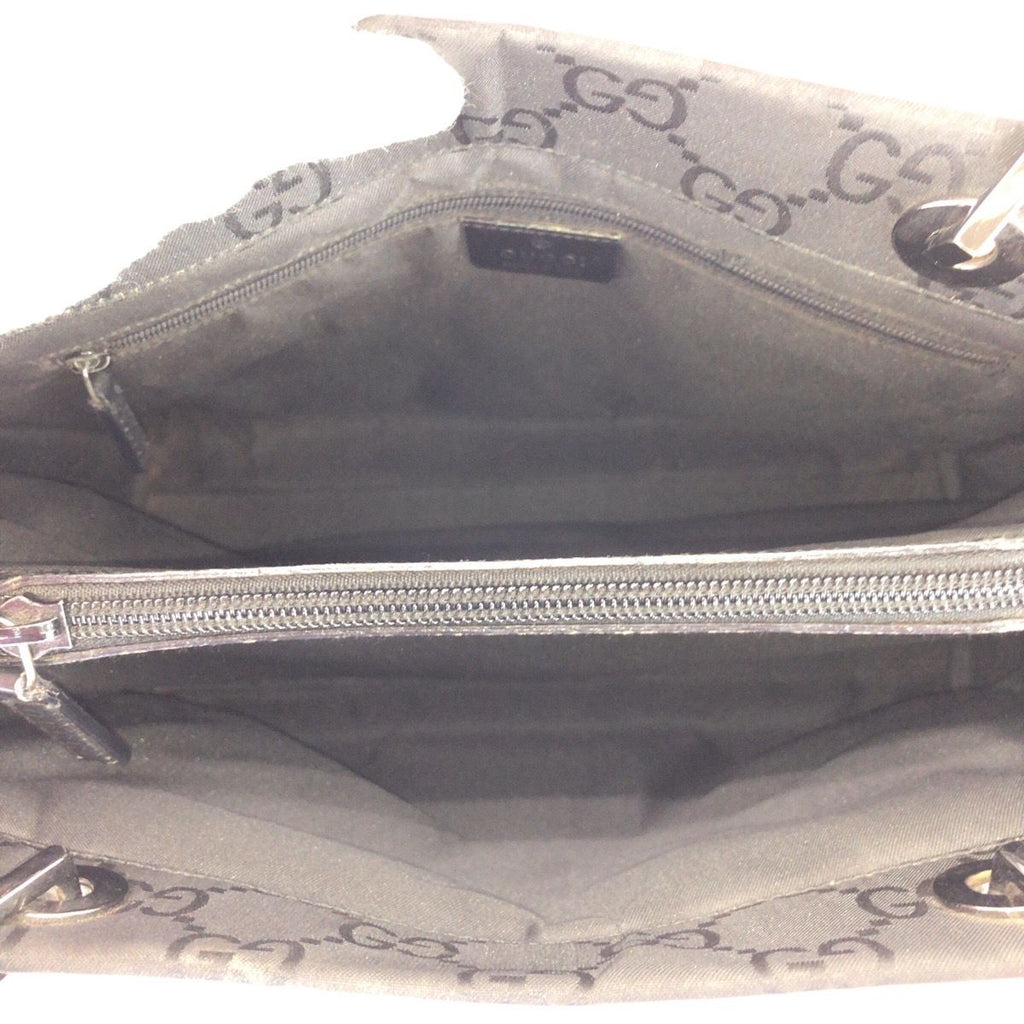 Gucci Bamboo GG Pattern Black Silver Nylon Tote — view 8