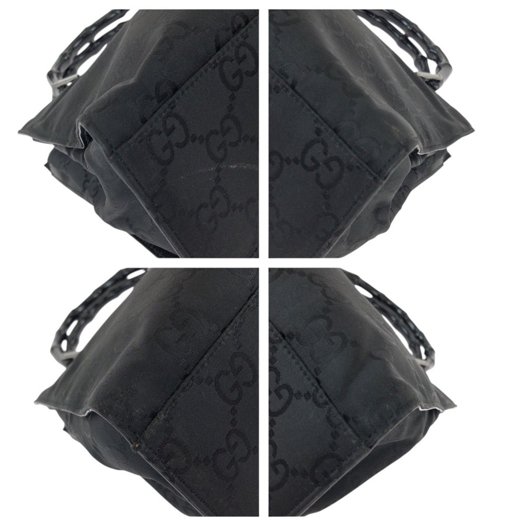 Gucci Bamboo GG Pattern Black Silver Nylon Tote — view 3
