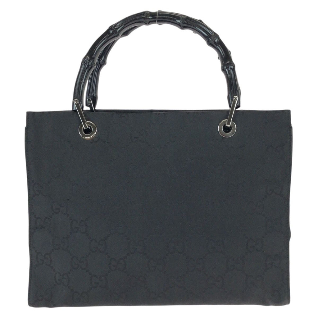 Gucci Bamboo GG Pattern Black Silver Nylon Tote — view 2