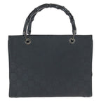 Gucci Bamboo GG Pattern Black Silver Nylon Tote — view 2